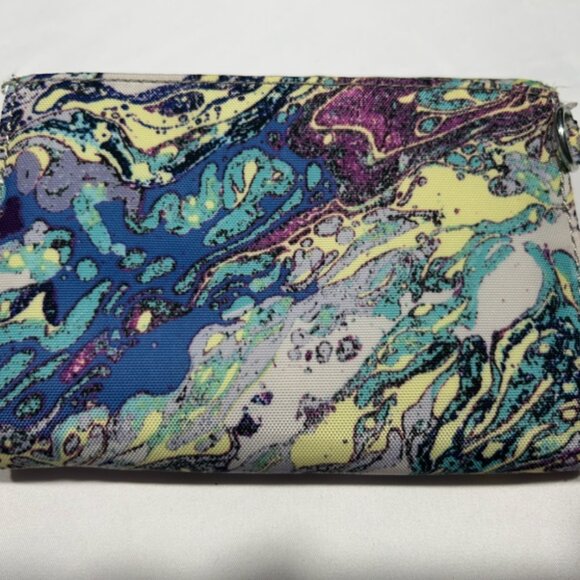 EUC Kipling Pixi Organizer Wallet with a Splash of Purple, Blue and Yellow - Picture 2 of 6